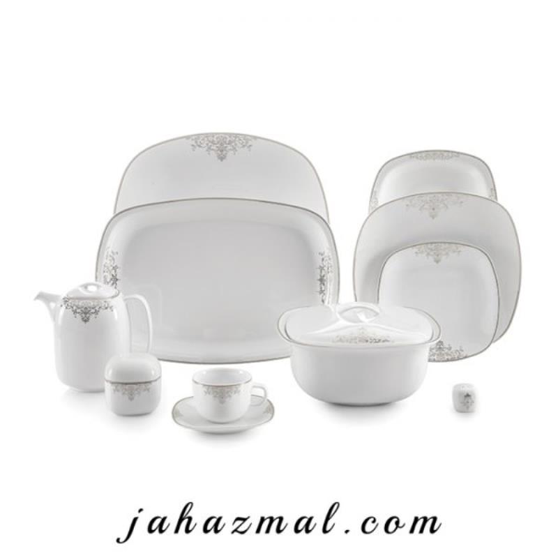سرویس چینی زرین طرح مونت کارلو پلاتینی 98 پارچه(درجه یک)