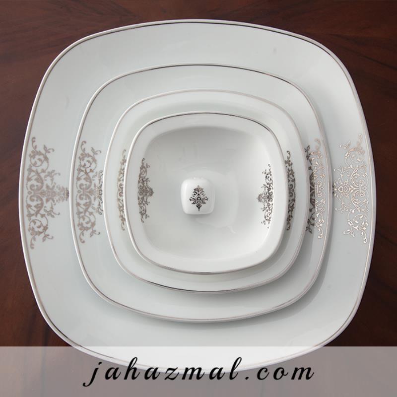 سرویس چینی زرین طرح مونت کارلو پلاتینی 98 پارچه(عالی)