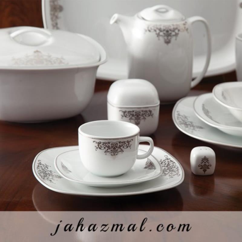 سرویس چینی زرین طرح مونت کارلو پلاتینی 98 پارچه(عالی)