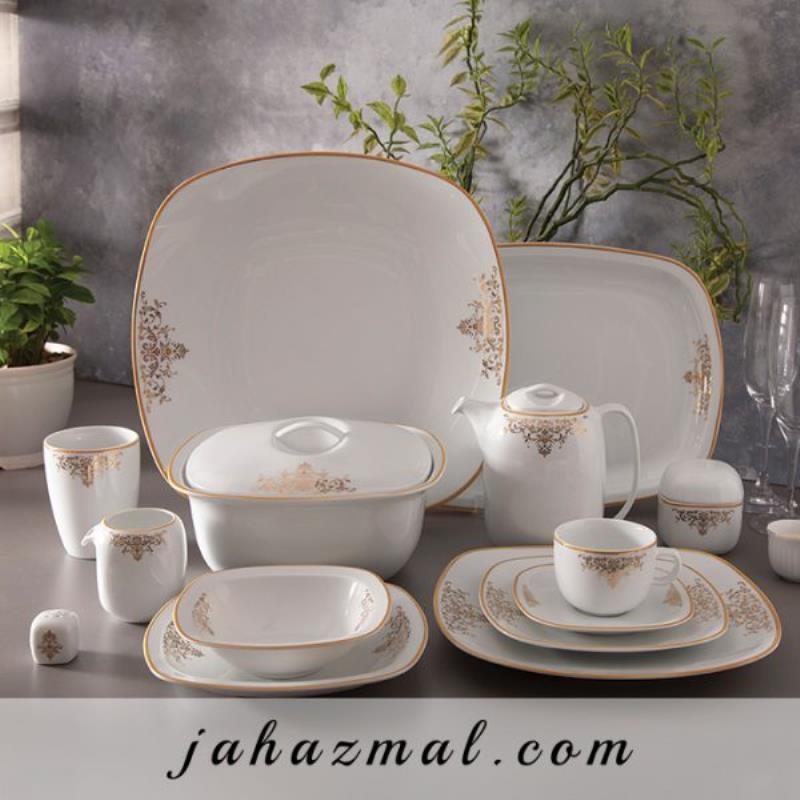 سرویس چینی زرین طرح مونت کارلو طلایی 98 پارچه(عالی)