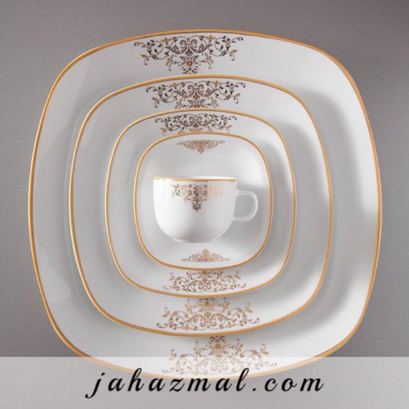 سرویس چینی زرین طرح مونت کارلو طلایی 98 پارچه(عالی)