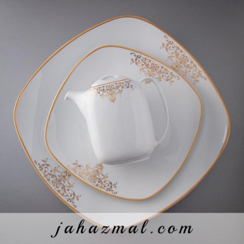 سرویس چینی زرین طرح مونت کارلو طلایی 98 پارچه(عالی)