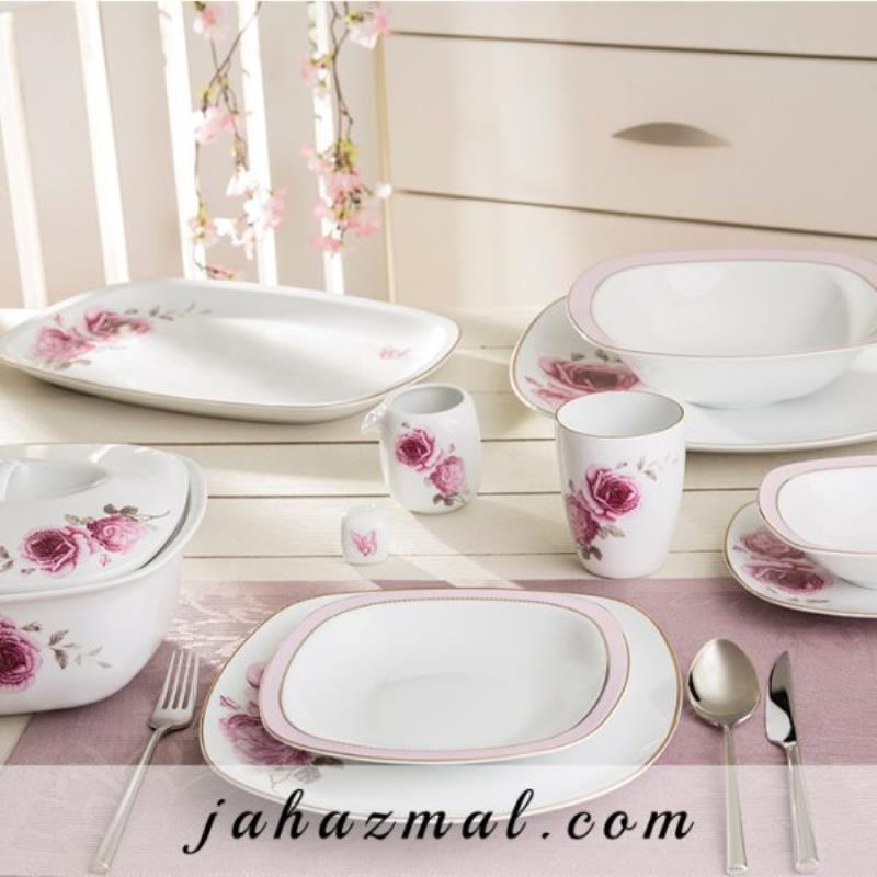 سرویس چینی زرین طرح رزفلاور 27 پارچه (درجه یک)