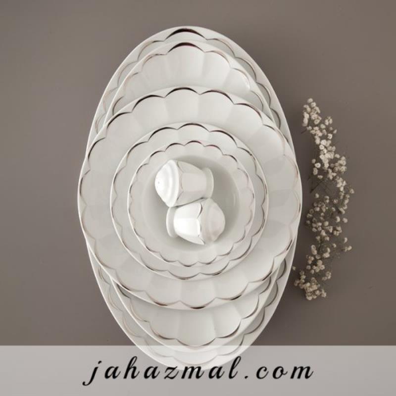 سرویس چینی زرین نارسیس پلاتینی 103 پارچه (عالی)