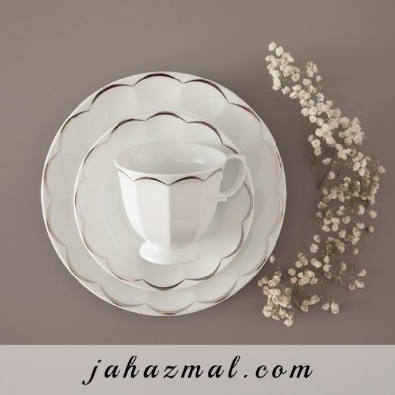 سرویس چینی زرین نارسیس پلاتینی 103 پارچه (عالی)