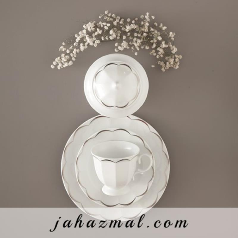 سرویس چینی زرین نارسیس پلاتینی 103 پارچه (عالی)