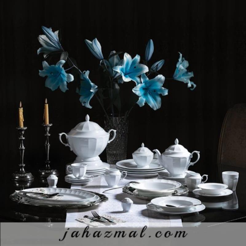 سرویس چینی زرین طرح سفید103 پارچه (درجه یک)