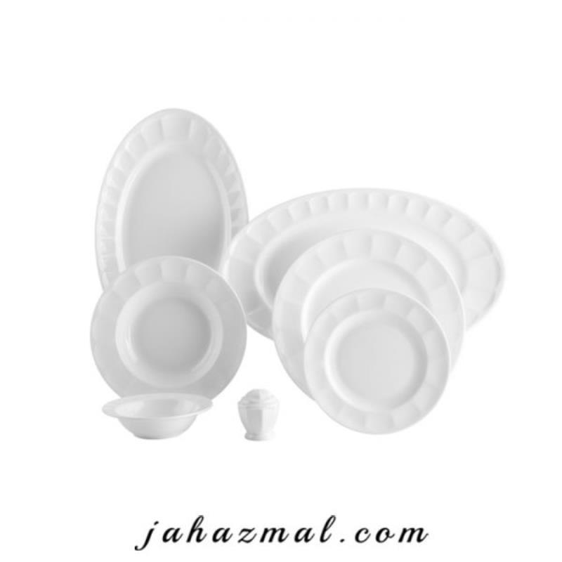 سرویس چینی زرین طرح سفید103 پارچه (عالی)