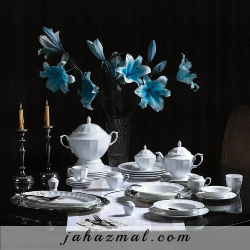 سرویس چینی زرین طرح سفید103 پارچه (عالی)