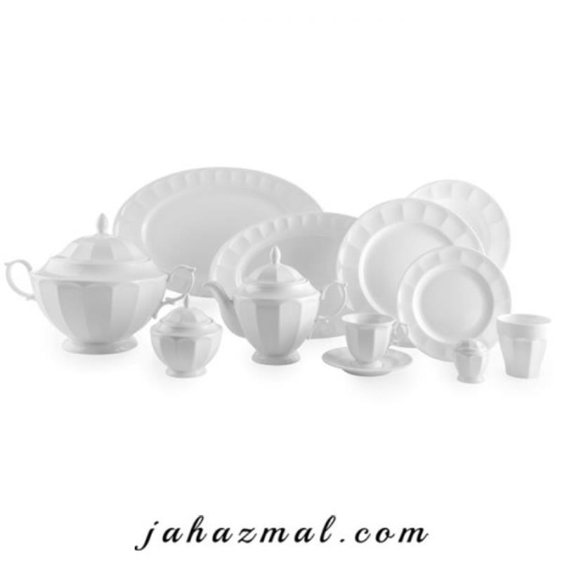 سرویس چینی زرین طرح سفید103 پارچه (عالی)