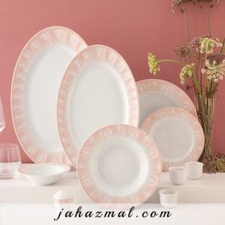 سرویس چینی زرین طرح اوآسیس صورتی 29 پارچه (درجه یک)