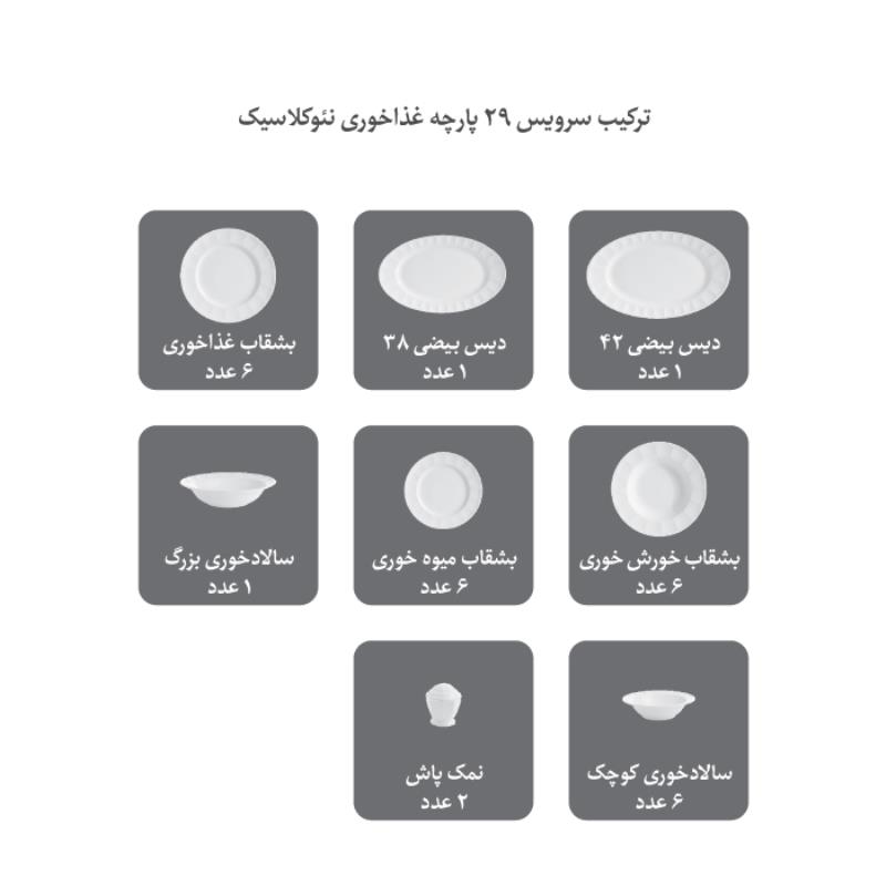سرویس چینی زرین طرح ماربل 29 پارچه (عالی)