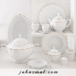 سرویس چینی زرین طرح نارسیس طلایی 103 پارچه (عالی)