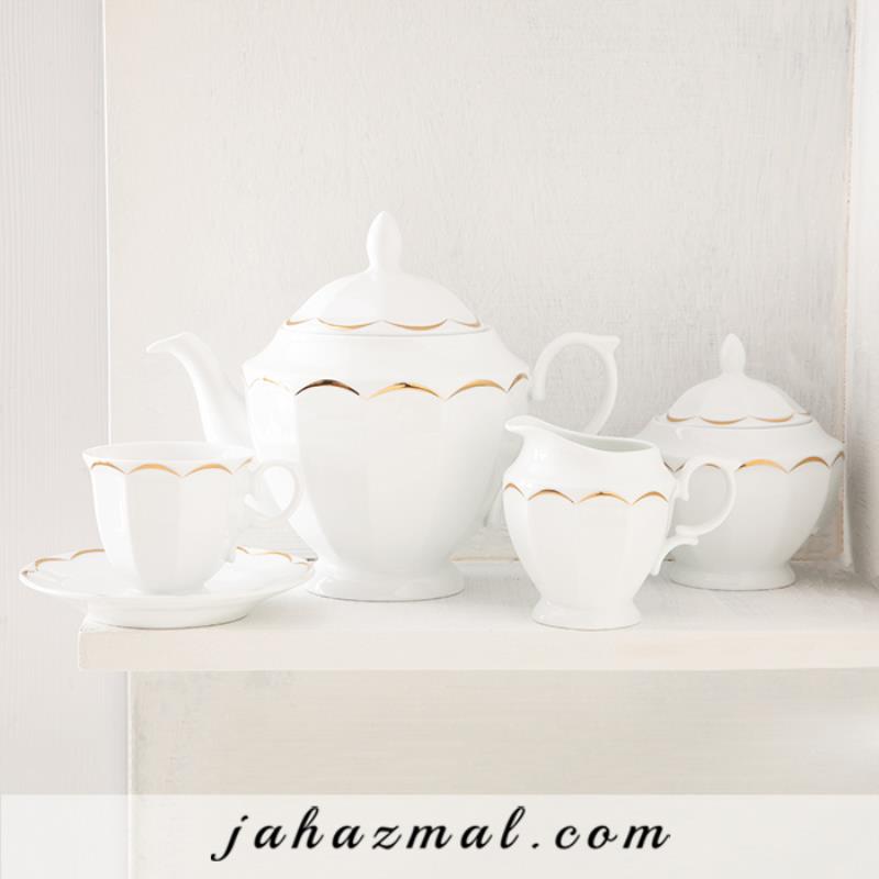 سرویس چینی زرین طرح نارسیس طلایی 103 پارچه (عالی)