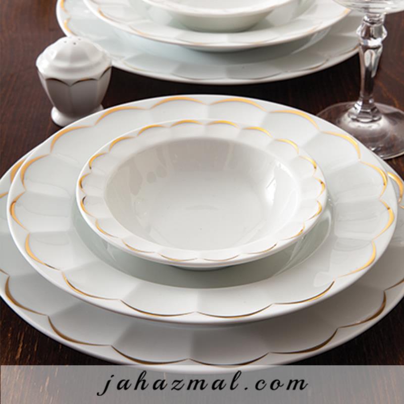 سرویس چینی زرین طرح نارسیس طلایی 103 پارچه (عالی)