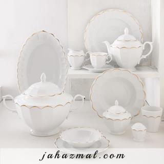 سرویس چینی زرین طرح نارسیس طلایی 103 پارچه (درجه یک)