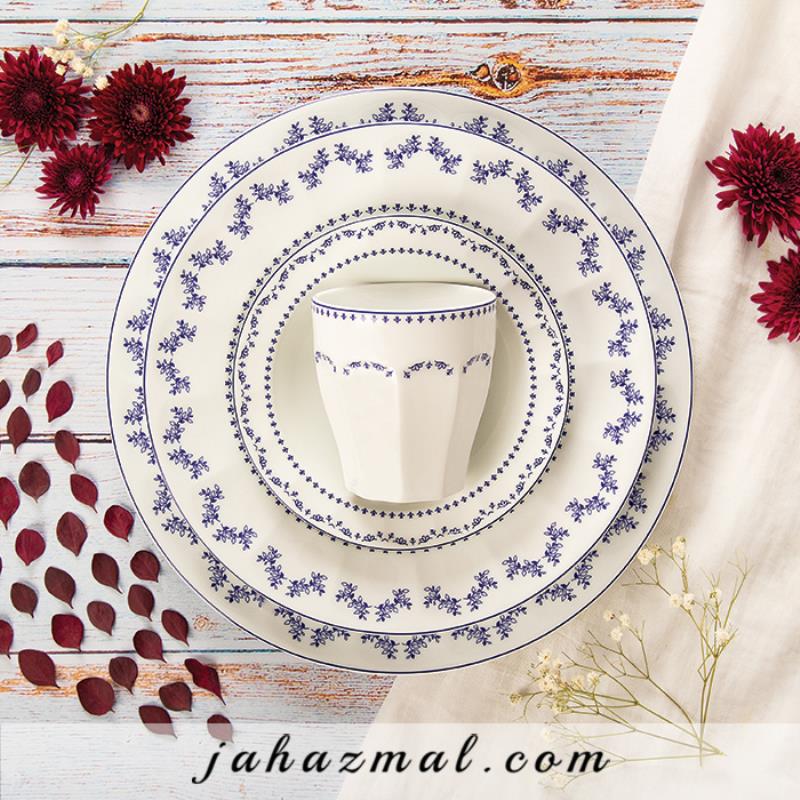 سرویس چینی زرین طرح فرانسیس سرمه ای 103 پارچه (درجه یک)