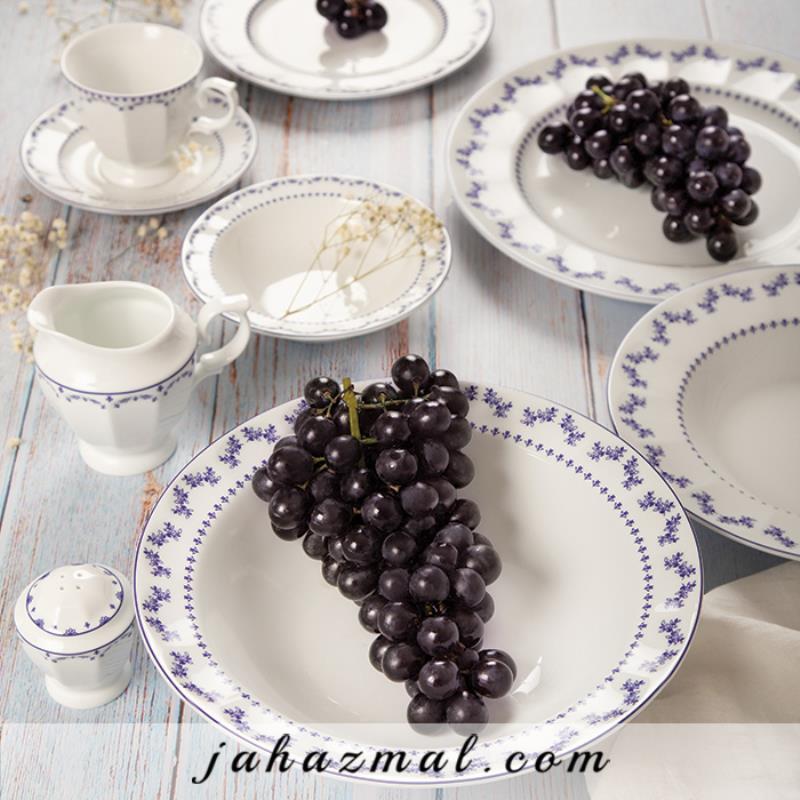 سرویس چینی زرین طرح فرانسیس سرمه ای29 پارچه (عالی)