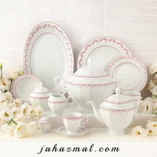 سرویس چینی زرین طرح فرانسیس صورتی 103 پارچه (درجه یک)