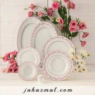 سرویس چینی زرین طرح فرانسیس صورتی 29 پارچه (درجه یک)