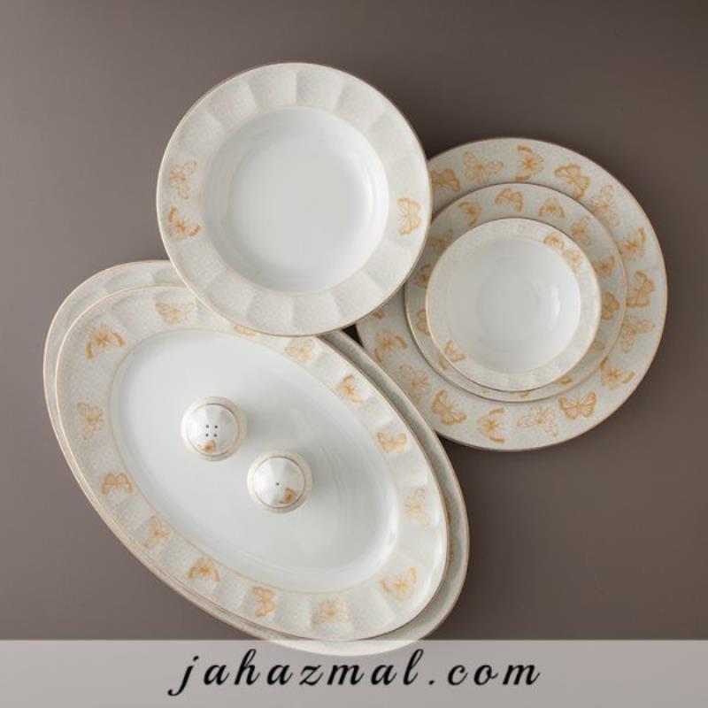 سرویس چینی زرین طرح هوراند طلایی 103 پارچه (درجه یک)