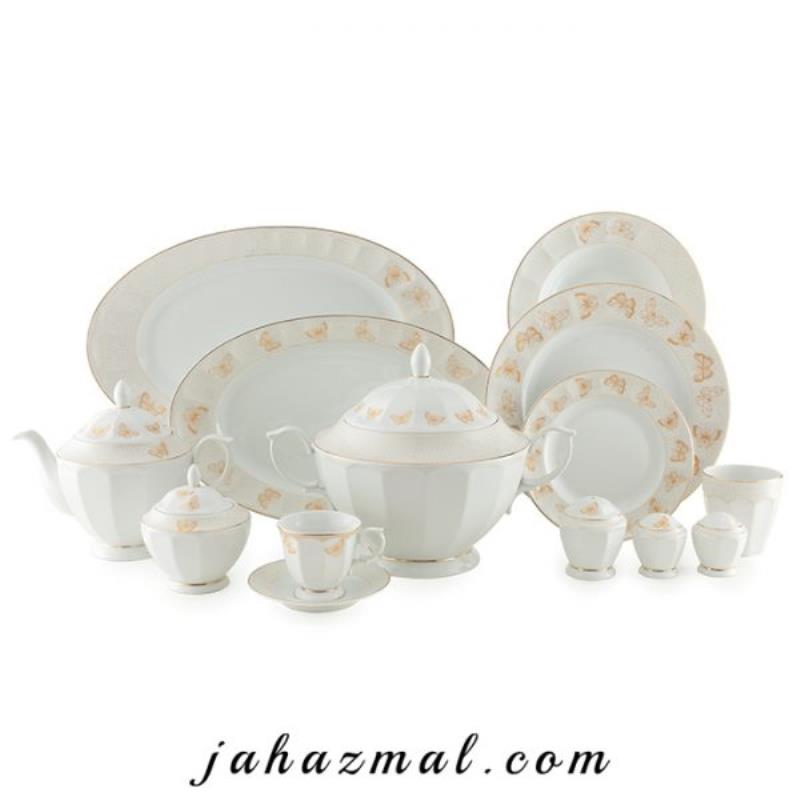 سرویس چینی زرین طرح هوراند طلایی 103 پارچه (درجه یک)