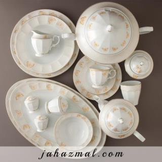 سرویس چینی زرین طرح هوراند طلایی 103 پارچه (عالی)