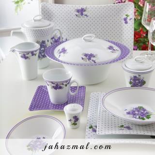 سرویس چینی زرین طرح یاس بنفش 97 پارچه (درجه یک)