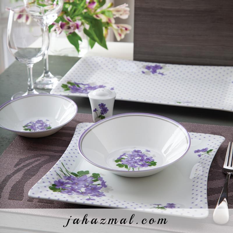سرویس چینی زرین طرح یاس بنفش 97 پارچه (درجه یک)