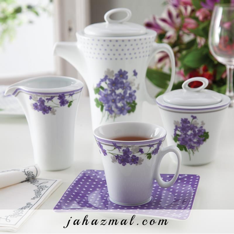 سرویس چینی زرین طرح یاس بنفش 97 پارچه (درجه یک)