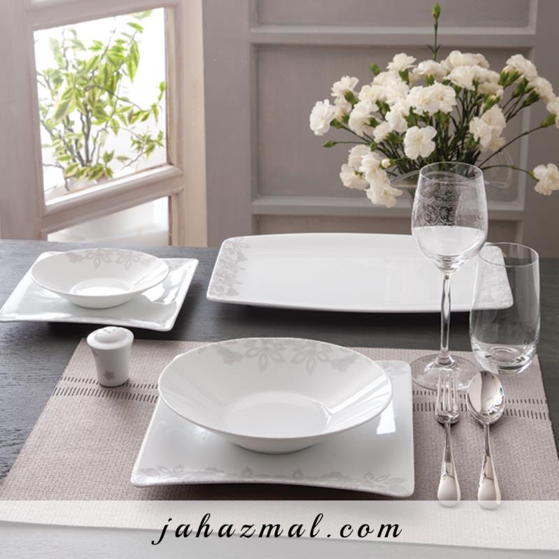 سرویس چینی زرین طرح حریر 97 پارچه (درجه یک)