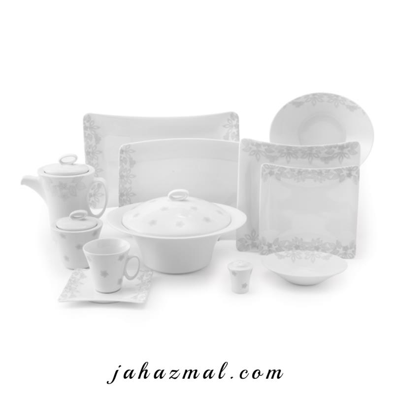 سرویس چینی زرین طرح حریر 97 پارچه (درجه یک)