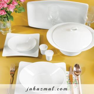 سرویس چینی زرین طرح سفید 97 پارچه (عالی)