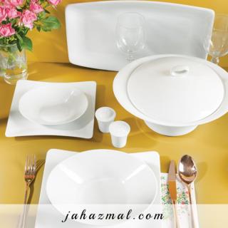 سرویس چینی زرین طرح سفید 97 پارچه (درجه یک)