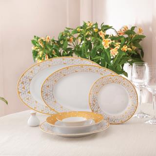 سرویس چینی زرین طرح ژئومتریکال طلایی 35 پارچه (درجه یک)