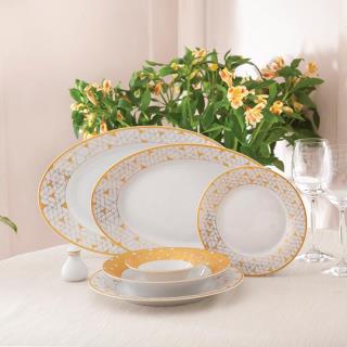 سرویس چینی زرین طرح ژئومتریکال طلایی 35 پارچه (عالی)