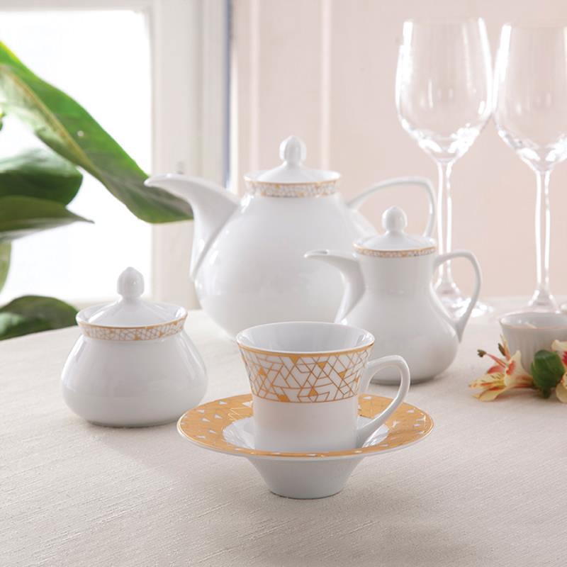 سرویس چینی زرین ژئومتریکال طلایی 108 پارچه (درجه یک)