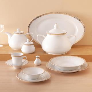 سرویس چینی زرین طرح رومینا طلایی  108 پارچه (درجه یک)