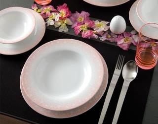 سرویس چینی زرین طرح ساکورا صورتی 28 پارچه (درجه یک)