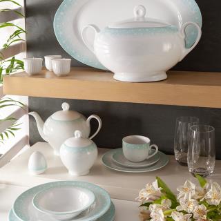 سرویس چینی زرین طرح ساکورا آبی 102 پارچه (درجه یک)