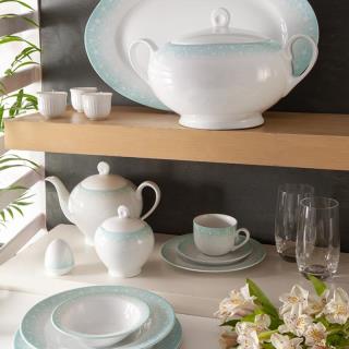 سرویس چینی زرین طرح ساکورا آبی 102 پارچه (عالی)