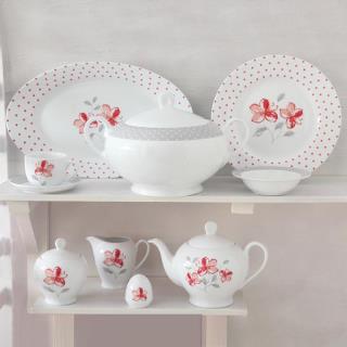 سرویس چینی زرین طرح والنسیا قرمز 102 پارچه (عالی)