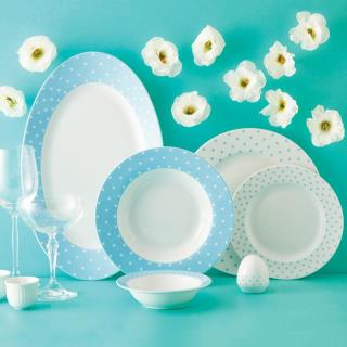 سرویس چینی زرین طرح اسپاتی آبی 28 پارچه (عالی)