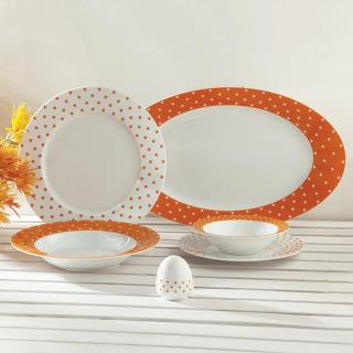 سرویس چینی زرین طرح اسپاتی نارنجی 28 پارچه (درجه یک)