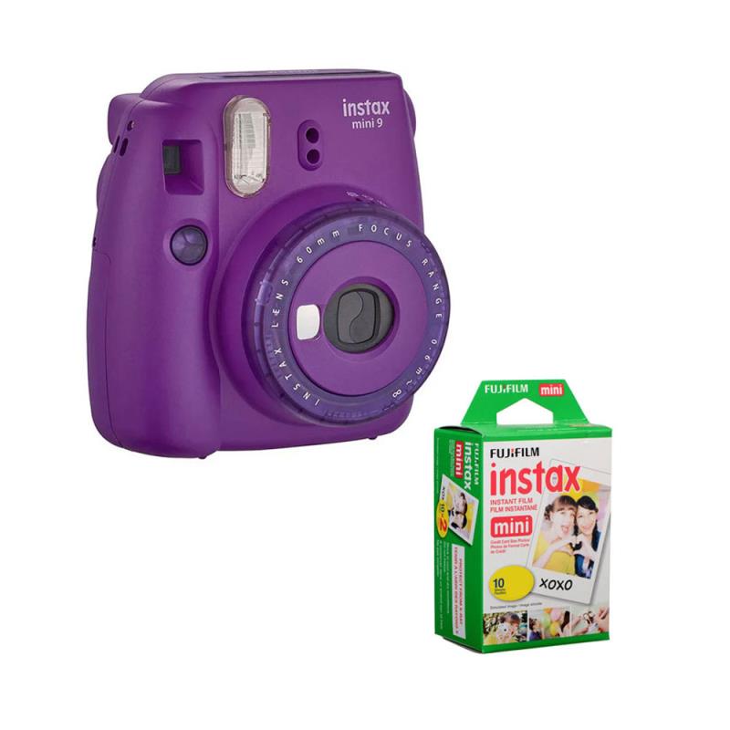 دوربین چاپ سریع فوجی فیلم بنفش Instax Mini 9 + کاغذ 10 تایی