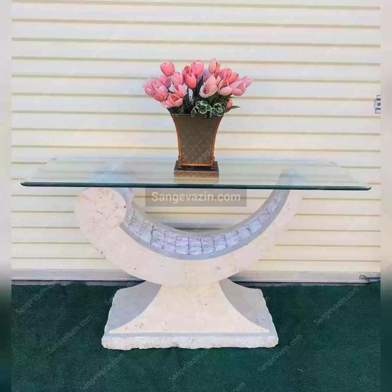 میز پایه سنگی موج