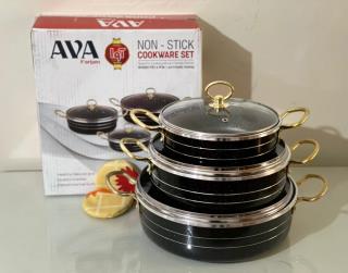 تابه سه تایی آوا گرانیت درجه یک دسته طلایی