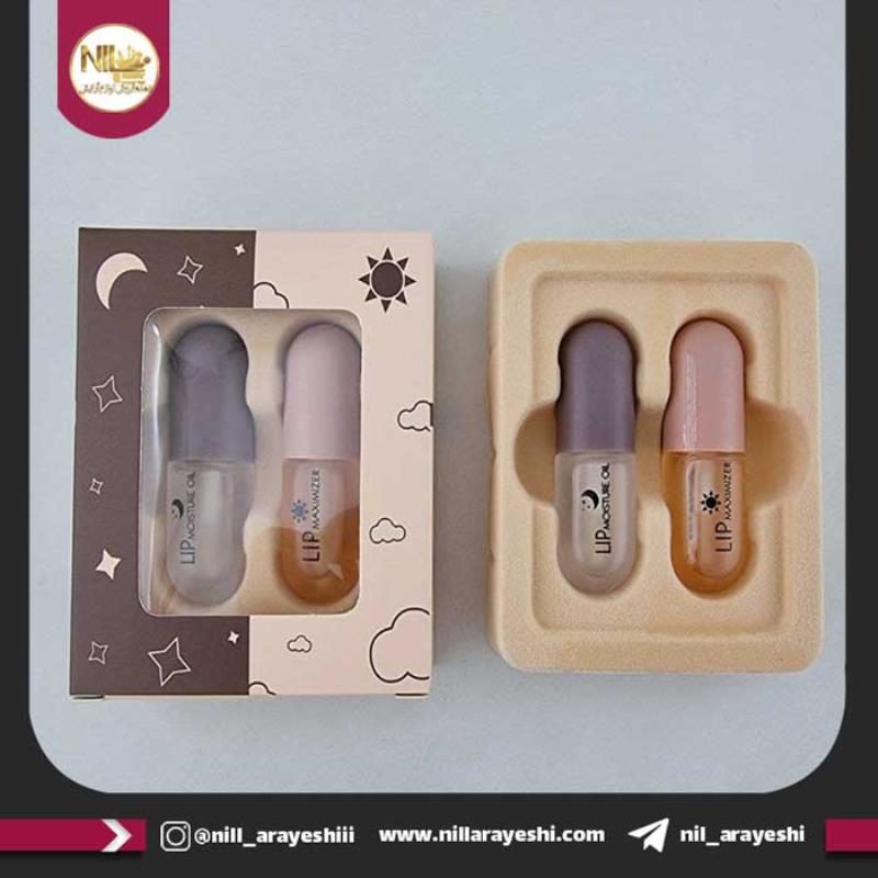 ست حجم دهنده و روغن مرطوب کننده لب روز و شب کیس بیوتی