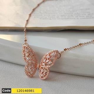 گردنبند مدل پروانه ی جذاب رنگ ثابت ضد حساسیت