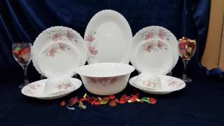 سرویس 6 نفره ارکوپال قالب گرد طرح ژالین صورتی